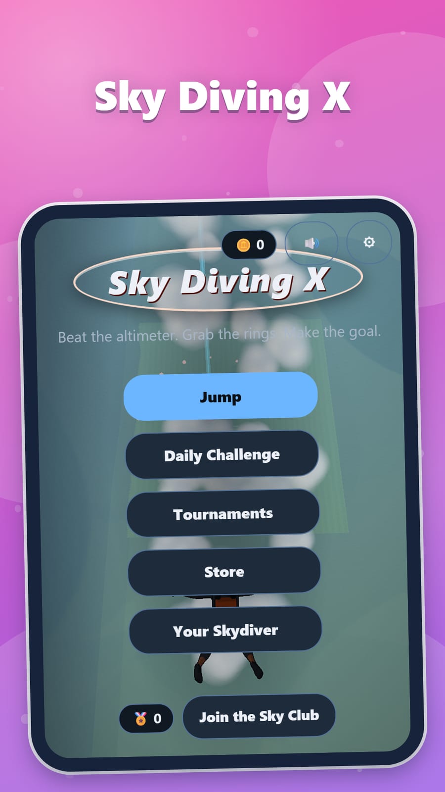 Sky Diving X screenshot: title